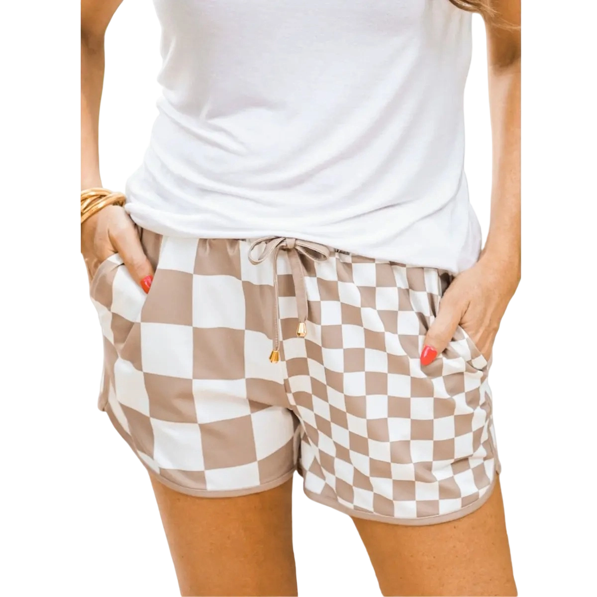 🍂🍂🍂Women's Checkered Casual Shorts with Drawstring