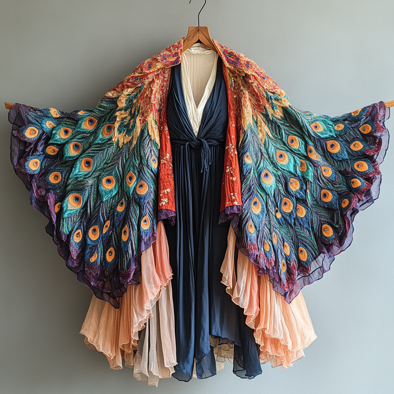 Summer original design elegant handmade feather kimono b72e