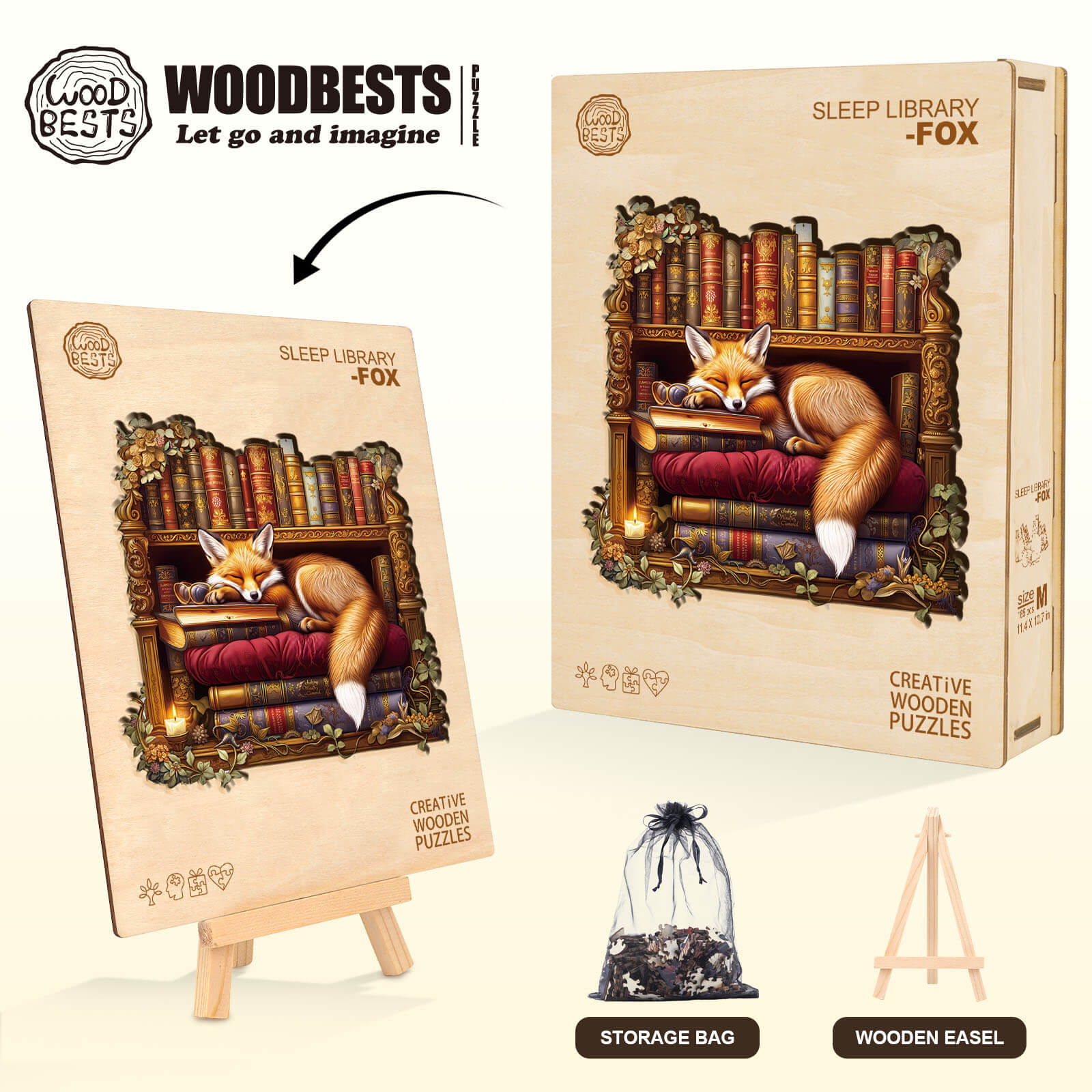 Sleep Library-Fox Wooden Jigsaw Puzzle
