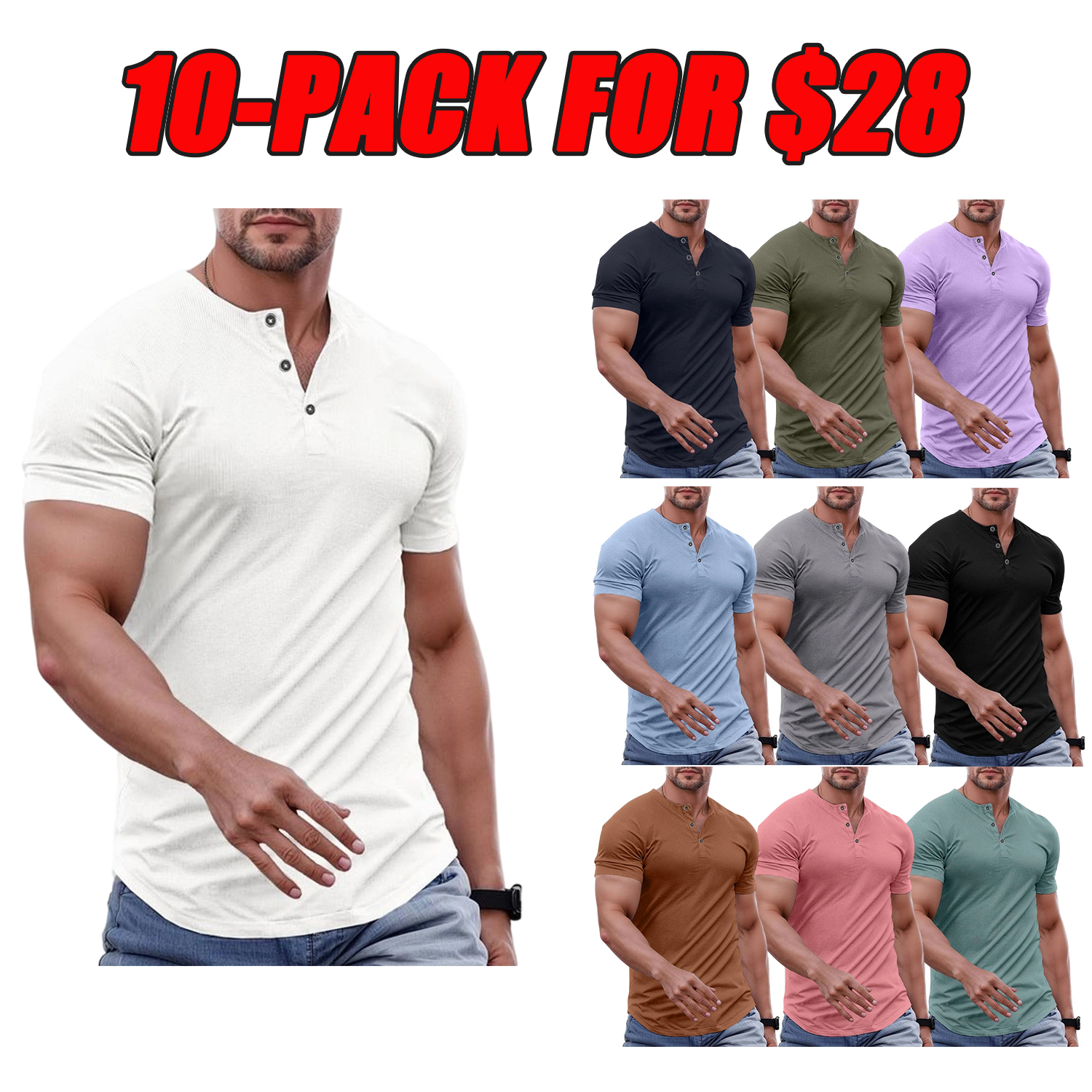 Men’s Slim Fit Longline Henley Performance Top