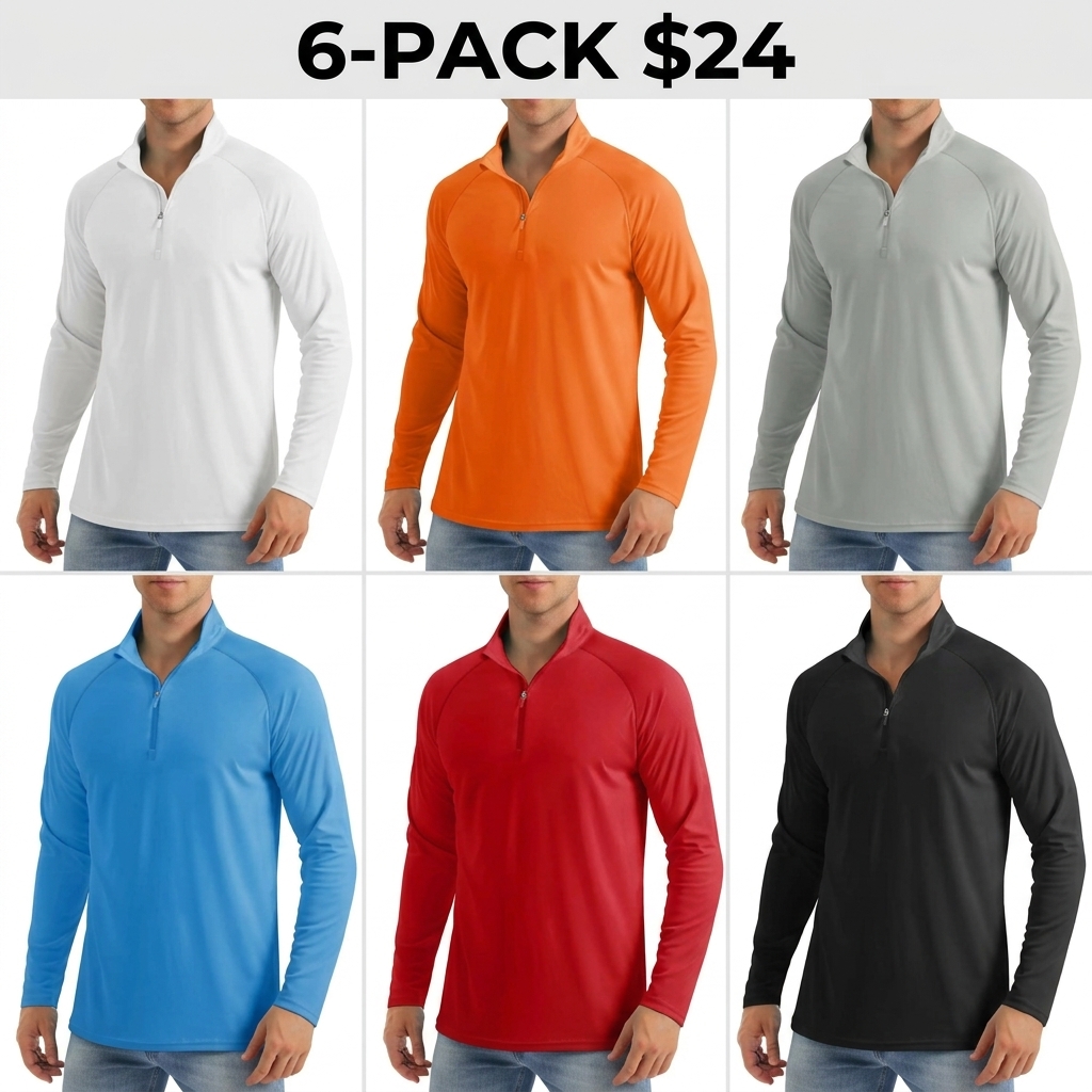 Men's 1/4 Zip Shirt UPF 50+ Quick Dry Lightweight Long Sleeve