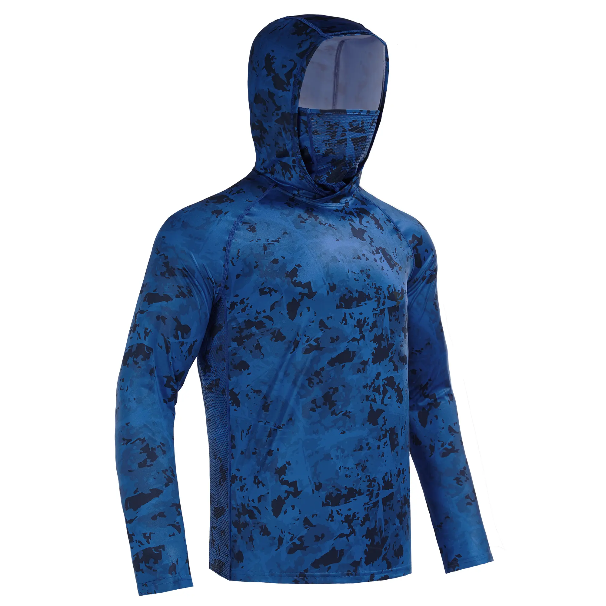 Sun Hoodie Shirts w/ Mask Neck Gaiter Men UPF 50+ UV Protection Long Sleeve