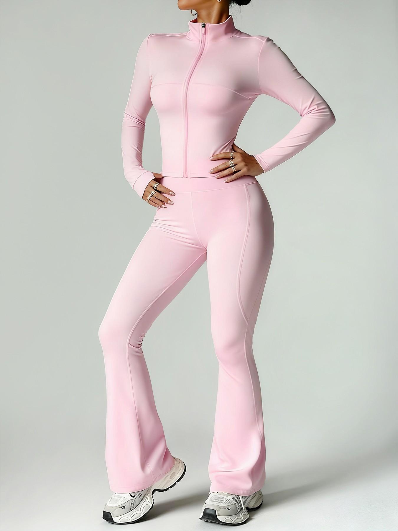 Women's 2-Piece Casual Loungewear Set with Long Sleeve Jacket and Flared Pants, Stylish and Comfortable Travel for All Seasons