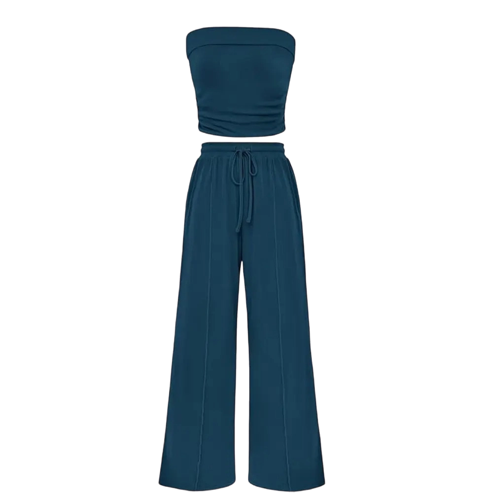 Women’s Ribbed Tube Top & Wide-Leg Pants Set