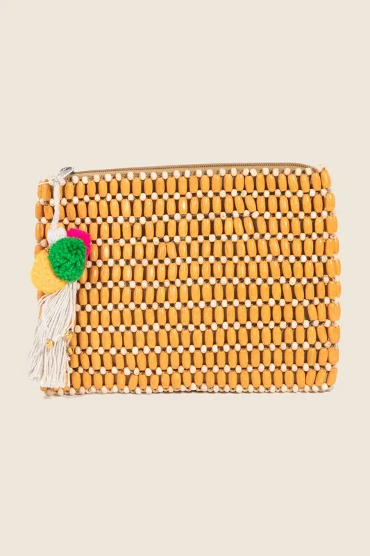 Fame Wooden Beaded Rectangle Bag