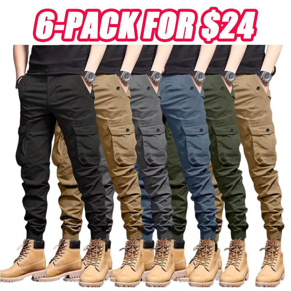 Men's Heavyweight Pants Compatible with Leggings - Workwear Trousers, Multi-Pocket Outdoor Pants with Belt Loop Closure and No Zipper, Suitable for Winter (Solid Color) - Machine Washable