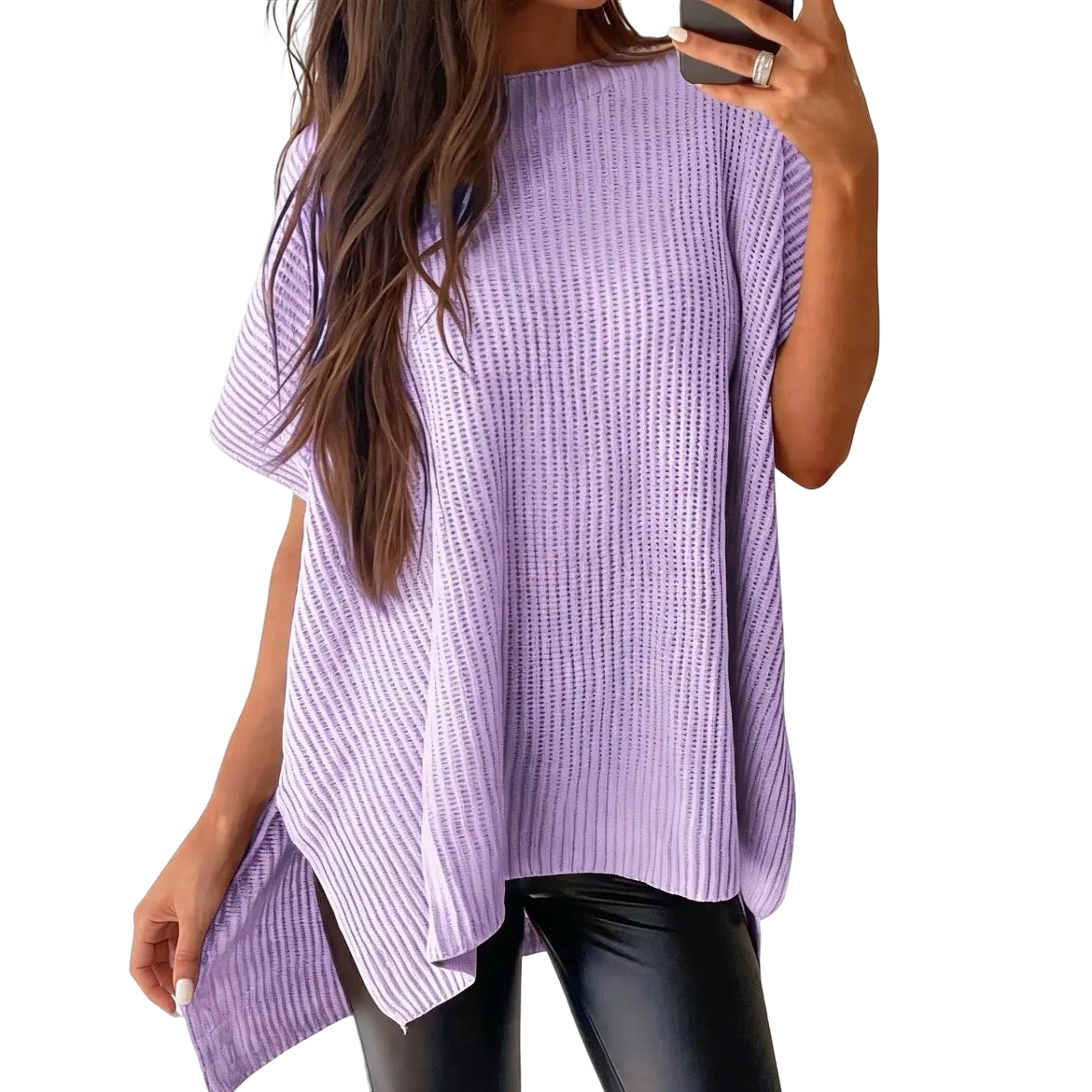 Women’s Crew Neck Short Sleeve Pullover 2026 Spring/Summer Oversized Cozy Ribbed Knit Top